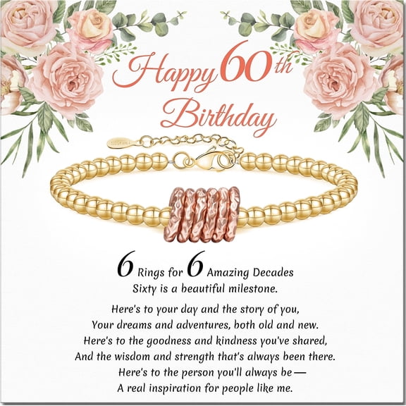60th Birthday Gifts for Women Gold Ring Bracelet Birthday Gifts for Mom Daughter Grandma Sister Friends Coworker