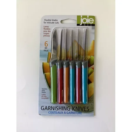 Joie MSC ~Set Of 6 Stainless Steel Flexible Paring/Garnishing Multicolor Knives