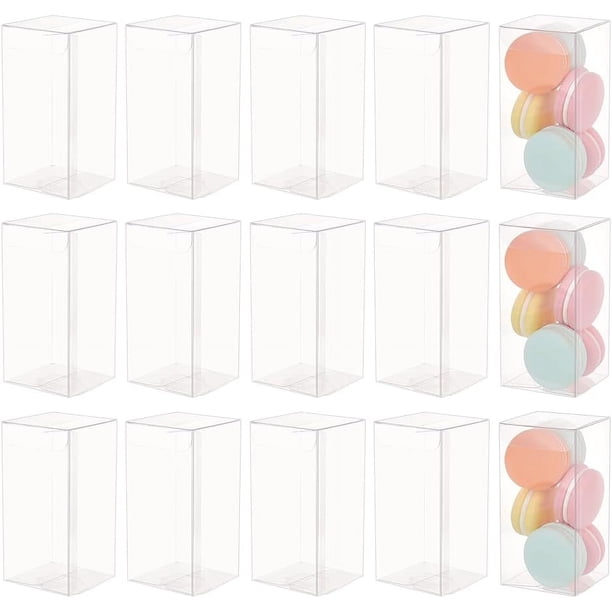 20 cajas de regalo de PVC transparente de 6 x 6 x 12 cm (2,36 x 2,36 x 4,76 pulgadas) para Navidad, bodas, fiestas y cumpleaños.