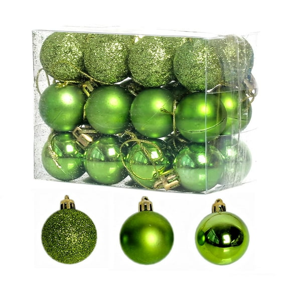 Green Christmas Balls, Christmas Day Ornaments，24 Pcs Shatterproof Christmas Ball Hanging Ball for Xmas Tree Party Decoration Frosted Christmas Ball, Matte, Shiny Christmas Ball,1.18"