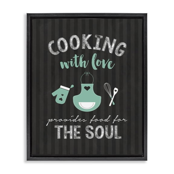 Food For Soul Black & Green Black Framed Floater Canvas Wall Art, design by Lettered and Lined