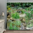 thumbnail image 1 of Garden Landscape Shower Curtain Colorful Floral Spring Summer Nature Plants Scenery Country Rustic Decor Set Add a Burst of Outdoor Beauty to Your Bathroom Polyester Fabric Curtains with Hooks (70"x70, 1 of 6