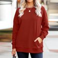 thumbnail image 5 of Women’s Long Sleeve Loose Crewneck Pullover Sweatshirt With Pockets, Soft Lightweight Casual Top for Autumn Winter Everyday Wear Red, 5 of 5