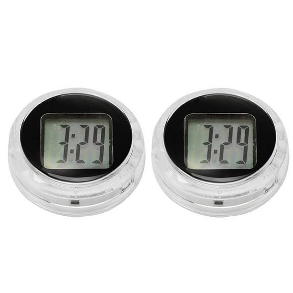 2 PACK Universal Mini Motorcycle Clock Watch Waterproof Stick-On Motorbike Digital Clock Dia. 1.1"
