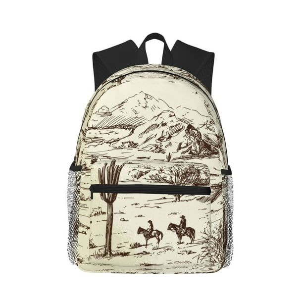 Easygdp Wild West Desert With Cowboys Mochila Casual para Portátil, Mochila para Escuela, Viajes, Negocios