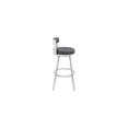 thumbnail image 3 of Gothic Grace 26" Gray Faux Leather Swivel Counter Stool Chair with Curved Open Back and Sturdy Chrome Iron Frame for Lasting Comfort, 3 of 6