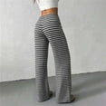 thumbnail image 6 of PBFRDSJ Women's Black Striped Wide Leg Pants Textured Elastic Waist Casual Lounge Trousers Lightweight Comfy Stretchy Loose Pants, 6 of 6