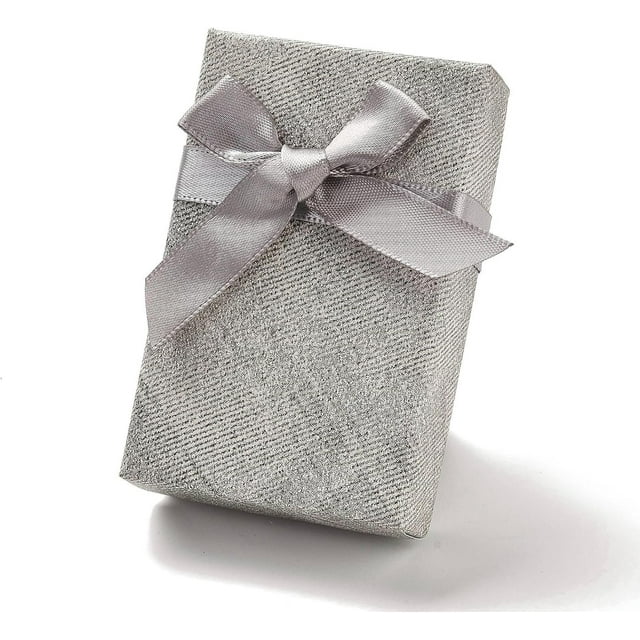 Juego de 4 cajas de cartón para joyería, cajas de almacenamiento con esponja en el interior, cajas de regalo de joyería gris claro