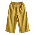 thumbnail image 4 of Scyoekwg Womens Capris for Summer Elastic Waist Loose Wide Leg Cropped Trousers Pants Ladies Capris Casual Comfy Loose Solid Color Trendy Summer Pants (Yellow,XL), 4 of 5