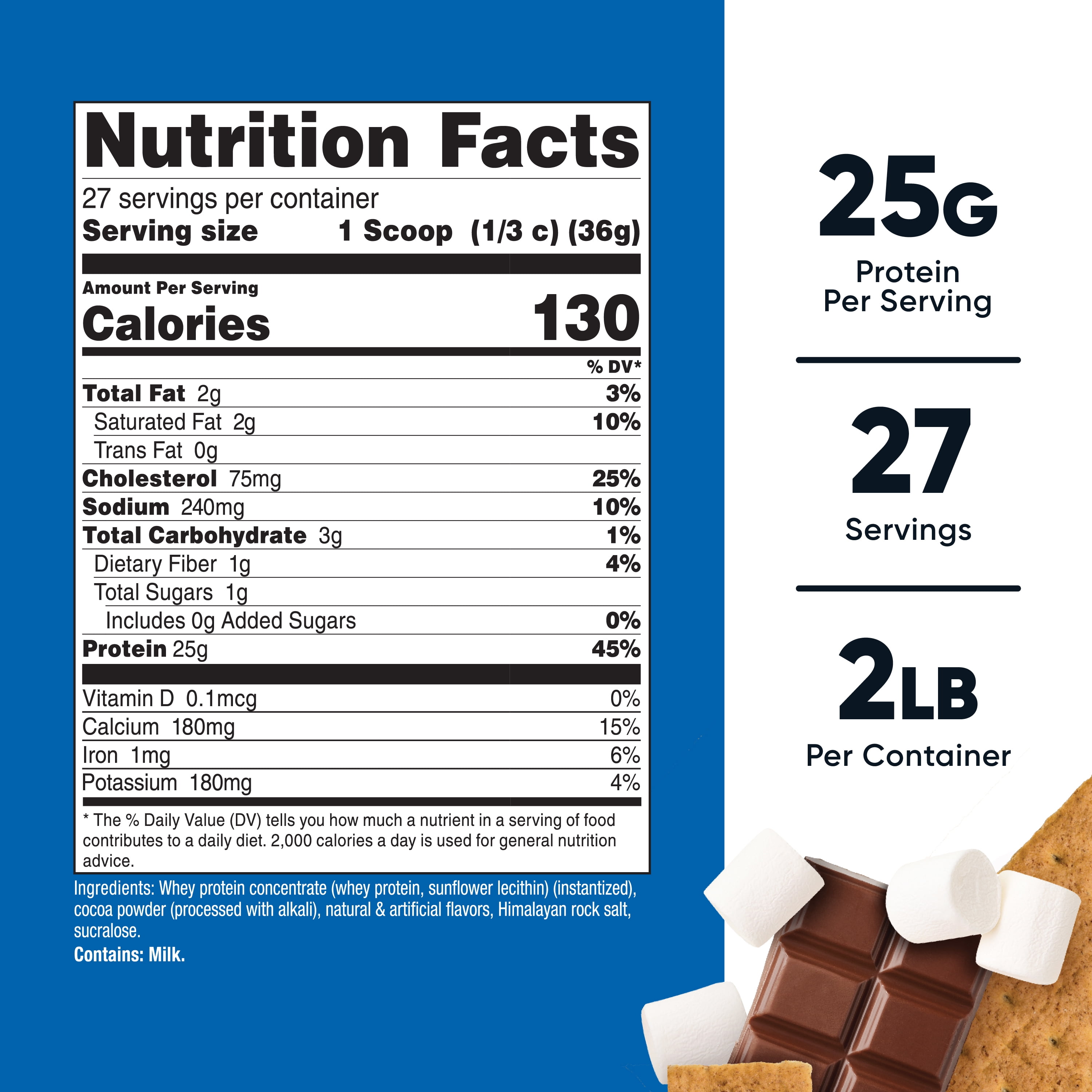 Nutricost Whey Protein Concentrate Powder (S'mores) 2LBS - 25g of Protein, GMO-Free, Gluten-Free