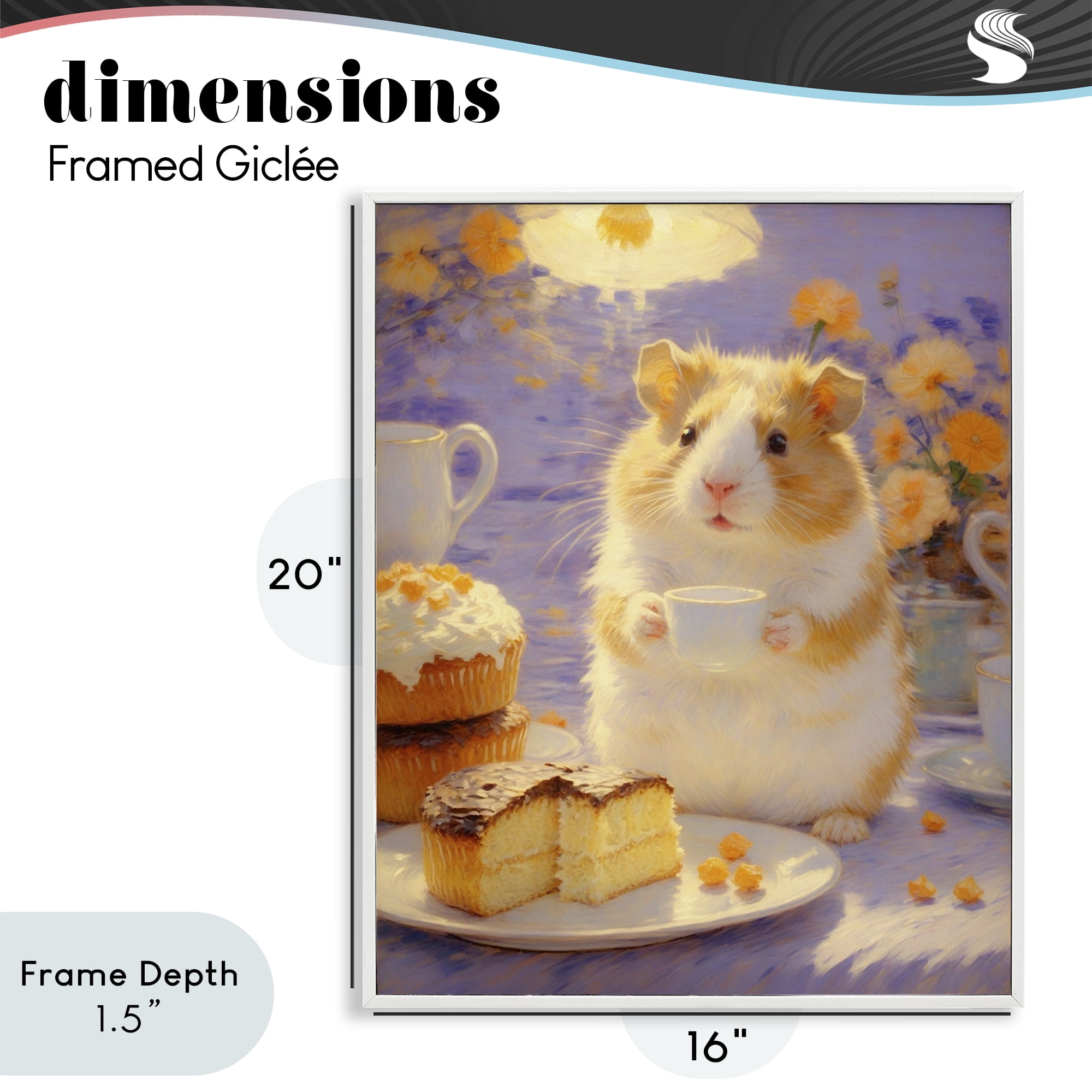 Stupell Industries Hamster Tea Party with Cake White Framed Giclee Art, design by Angie Hawke