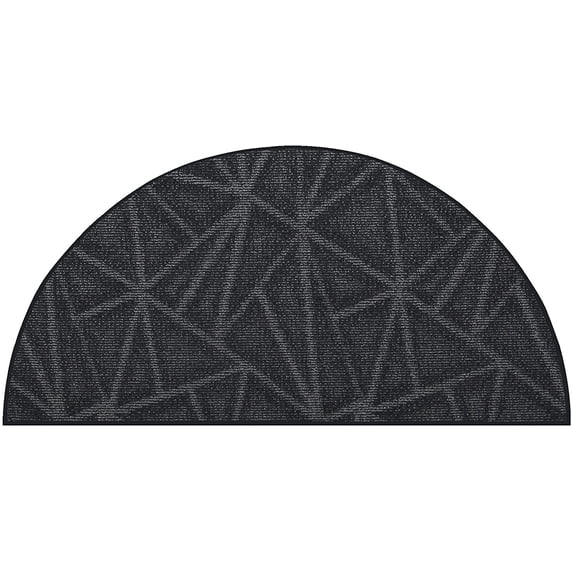 Indoor Outdoor custom size area rugs made in USA pattern Geometrical comes in Ten colors and Nine shapes rectangular,round,square,runners,oval,half round - Dark Grey, 42" x 84" Half Round Area Rugs