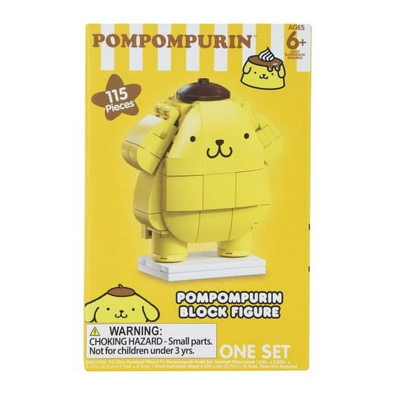 Sanrio Collectible Pompompurin Block Figure Interlocking Block Building Sets, Yellow, 115 Count
