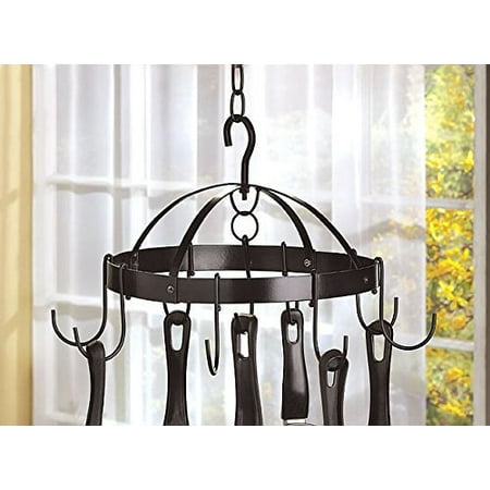 Kitchen Ceiling Mounted Hanging Pot And Pans Storage Rack Shelf Metal Holder Hooks Home Bar Decorative Weight 2 2 Pounds 17 2 X 17 5 X 10 5