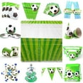 thumbnail image 2 of QINXIN Football Pattern Cartoon Plates Napkins Gift Bag Blow Out Tableware Set For Baby Shower Birthday Party Decor, 2 of 8