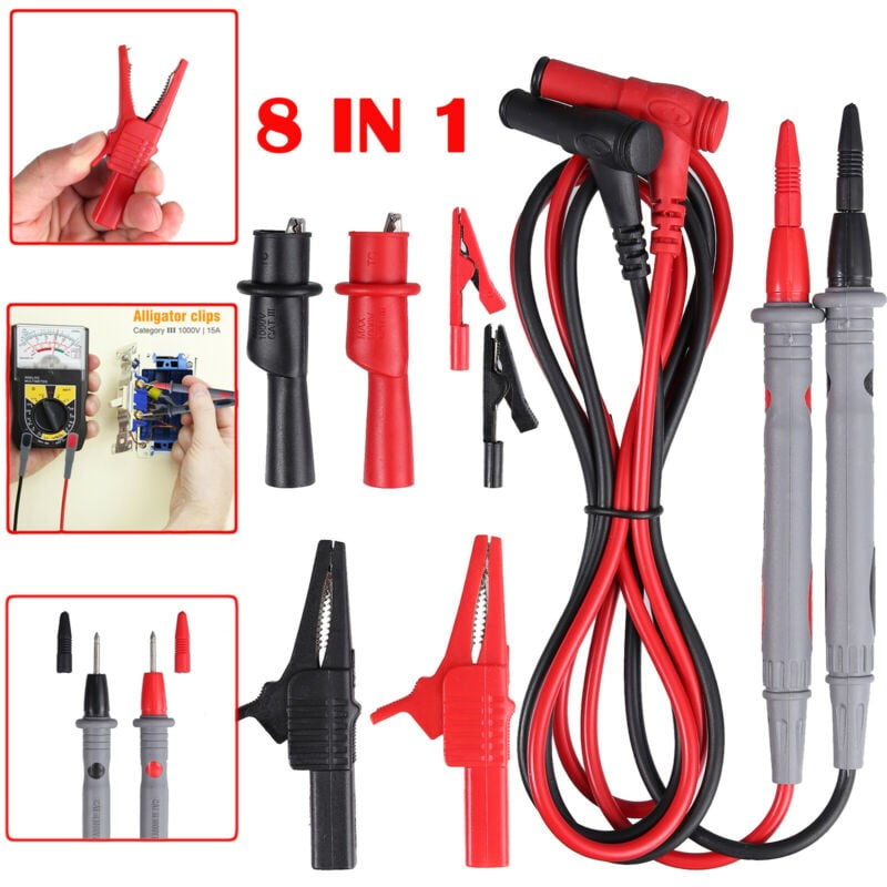 10 Pcs Round Test Probe Multimeter Lead Wire Hook Clip Electronic Testing Clamp 