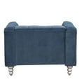 thumbnail image 6 of 42" Wide Upholstered Accent Sofa Chair Buttoned Tufted Sofa with Wooden Legs Modern Single Mini Couch for Living Room Bedroom Office, Blue, 6 of 9