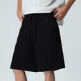 thumbnail image 6 of BXINGOHAI Mens Linen Shorts Casual Elastic Waist Drawstring Summer Beach Shorts Pockets Classic Fit Black,M, 6 of 6