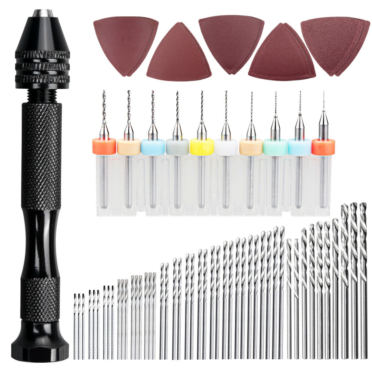 69PCS/Set Hand Drill Bits Kits Micro Pin Vises Twist Drill Bits Set