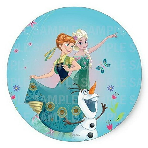 frozen summer elsa anna sisters olaf disney birthday edible image photo 8 round cake topper sheet personalized custom customized birthday party walmart com