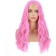 thumbnail image 1 of wonima44 MAGQOO Pink Wigs for Women Long Curly Wavy Pink Wig Middle Part Synthetic Heat Resistant (Pink), 1 of 1