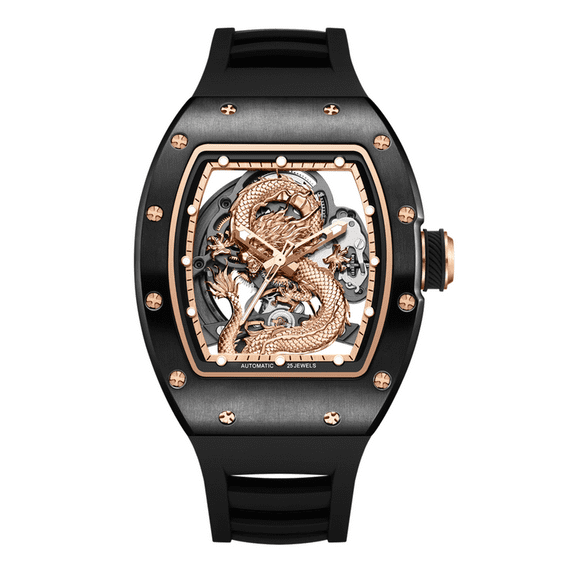 MEGIR Automatic Mechanical Men's Watch Stainless Steel Skeleton Dial Wristwatch Waterproof Watches