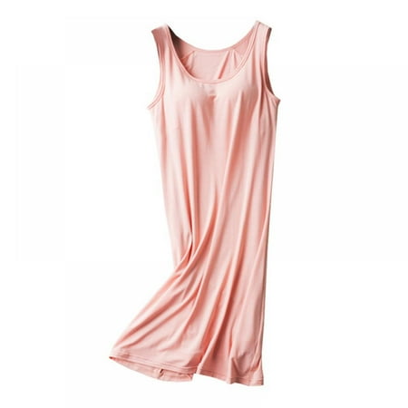 

Lemetow Women s Nightdress Knee-Length Pajamas with Chest Pad