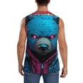 thumbnail image 4 of Fotbe Neon Cyberpunk Blue Bear Men's Camiseta sin Mangas Estampada para Hombres, Playera Casual para Gimnasio, Entrenamiento, Playa-XX-Large, 4 of 7