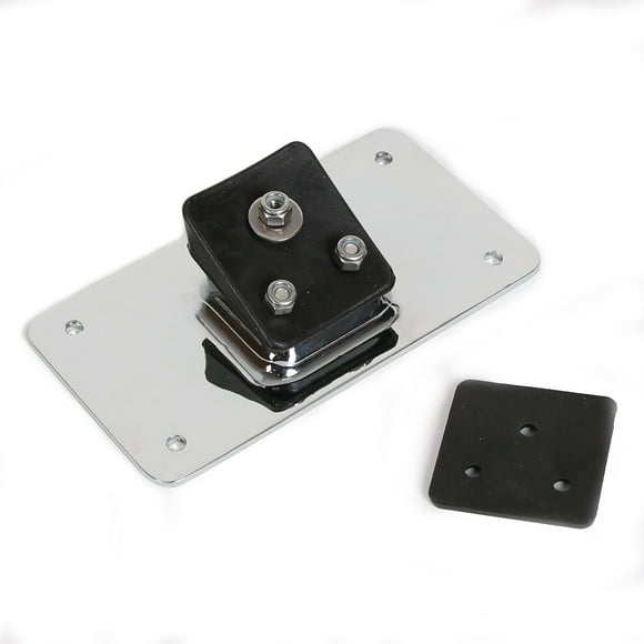 ECOTRIC 3-Hole Laydown License Plate Mount Bracket Compatible with 1973-Up Harley Davidson License Plate Mounting Kit (Chrome/Black Plate)