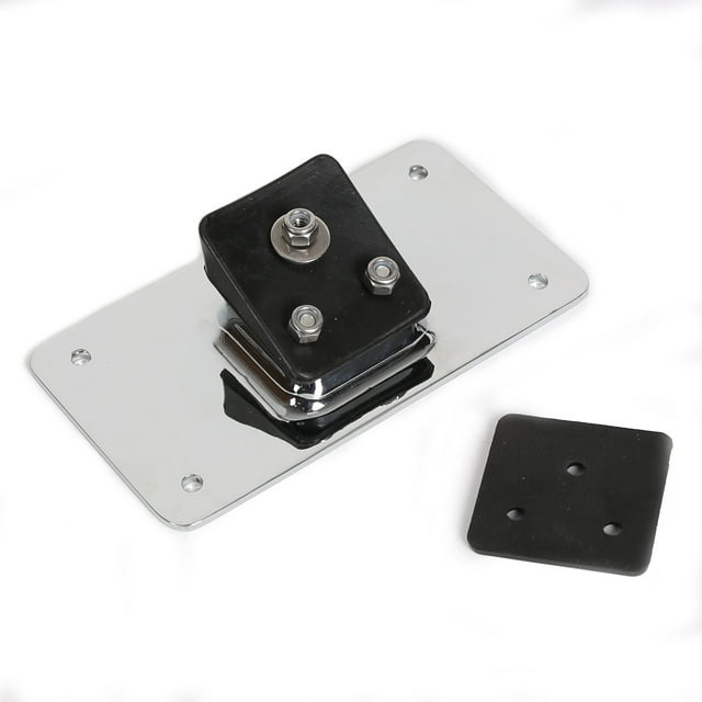 ECOTRIC 3-Hole Laydown License Plate Mount Bracket Compatible with 1973-Up Harley Davidson License Plate Mounting Kit (Chrome/Black Plate)