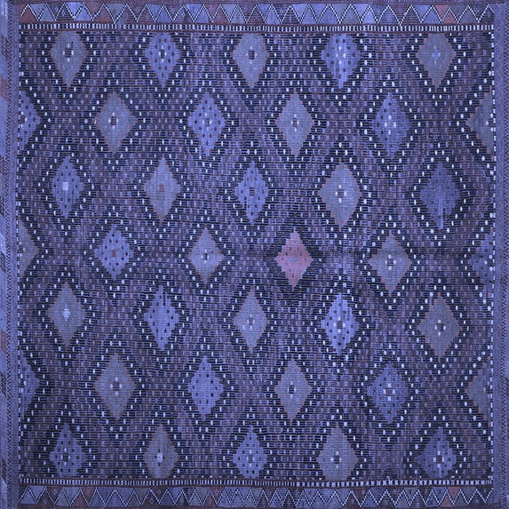 Ahgly Company Indoor Square Persian Blue Traditional Area Rugs, 8' Square