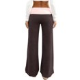 thumbnail image 6 of Wevis Ladies Color Block Fold Waist Micro Flare Pants Low Rise Elastic Waist Workout Sweatpants Daily Loungewear, 6 of 6