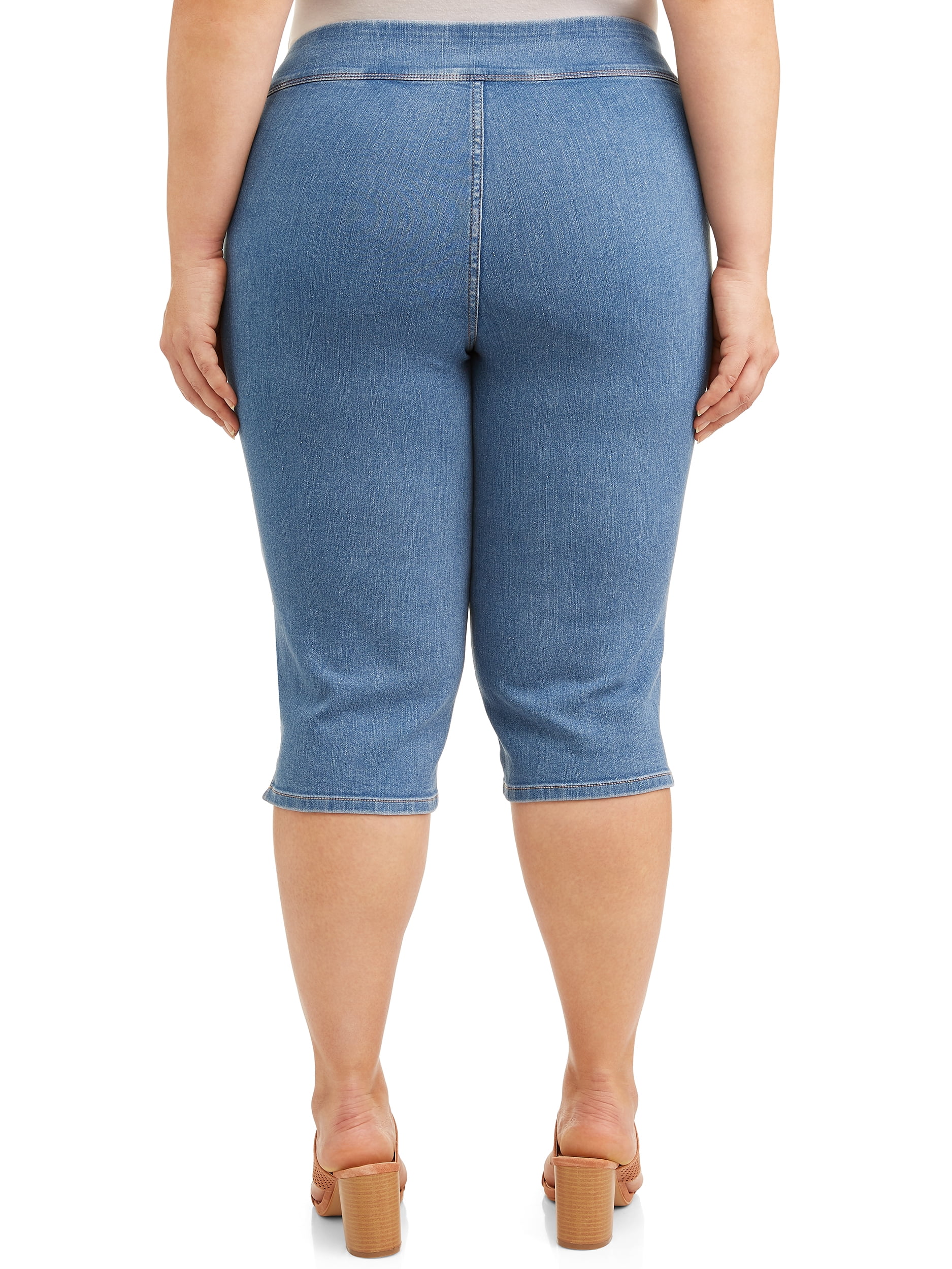 Terra Sky Women s Plus Size Stretch Pull On Capri with Tummy Control Comfort Waistband Walmart