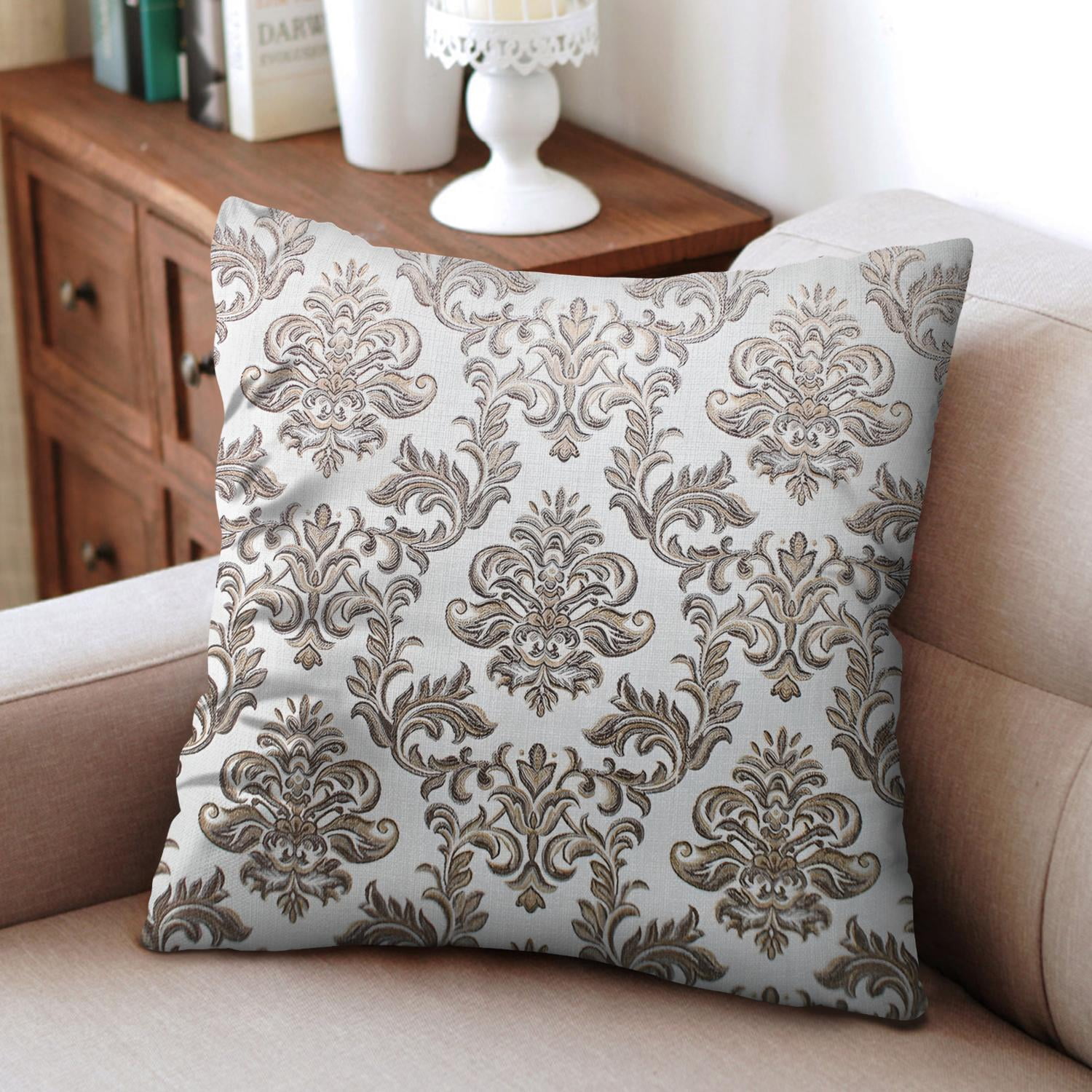 Chic Farmhouse Throw Pillow Covers in Grey & Beige, Pack of 2, 16x16 inch – Modernize Your Living Space