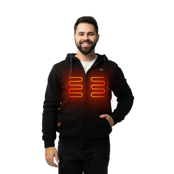 HENNCHEE Heated Hoodies for Men and Women with Battery Pack, Black/Large