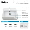 thumbnail image 2 of KRAUS Square Ceramic Vessel Bathroom Sink with Overflow in White and Pop-Up Drain in Chrome, 2 of 10
