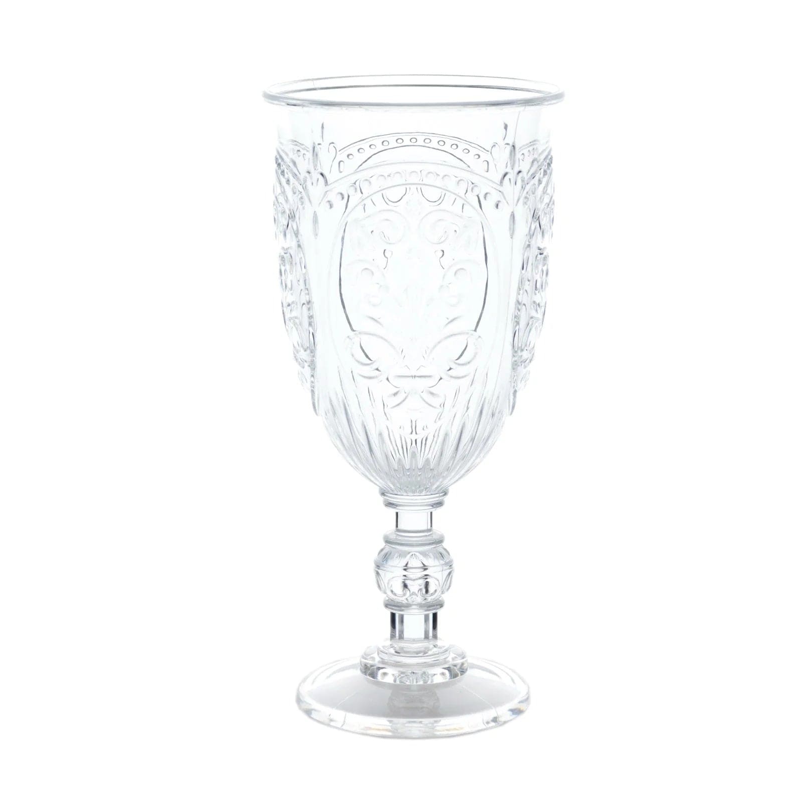 Balsa Circle 24 Clear 10 oz Transparent Plastic Wine Glasses Retro Embossed Style Wedding Party Tableware Event Decoration Supplies