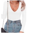 thumbnail image 4 of WILLBEST Jeans pour Femmes Justaucorps à Manches Longues : String Aguichant à Col en V Profond Doublé pour Sortir Pantalon Chino Coton, 4 of 6