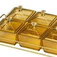 thumbnail image 5 of Plato multifuncional para servir 6 tazones con tapa Organizador para servir Postre de frutas Plato para servir para fiesta en casa en , Tapas transparentes Tapas transparentes doradas. BLESIY Bandeja de condimentos, 5 of 5
