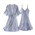 thumbnail image 1 of facefd Femmes Vêtements de Nuit Robe de Bain Robe Lingerie Intime Polyester Lavable en Vrac Intérieur Ménage Sommeil Tenue Gris-Bleu, 1 of 8