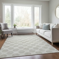 Addison Rugs Chantille Indoor/Outdoor Transitional Circles Ivory Washable Rectangle Rug, 10' x 14'