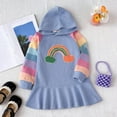thumbnail image 2 of Gpaecead 3-12 Year Toddler Kid's And Girls' Christmas Dress Long Sleeve Fall Winter Colourful Embroidery Hooded Tunic Tops Shirt Dress Blue, 2 of 9