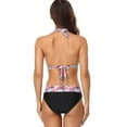 thumbnail image 5 of Sociala V Neck Halter Bikini Sets Mid Bottoms Color Block Two Piece Swimsuits, 5 of 5