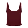 thumbnail image 5 of KHONTS Women's Double Lined Square Neck Tank Top Sleeveless Basic Crop Tops Trendy Going out Tops with Built in Bra Wine S, 5 of 5