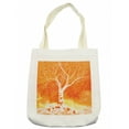 thumbnail image 1 of Fall Tree Tote Bag, Murky Original Hand Drawn Painting with Birches and Rain Drops Hazy Color Habitat, Cloth Linen Reusable Bag for Shopping Books Beach and More, 16.5" X 14", Cream, by Ambesonne, 1 of 2