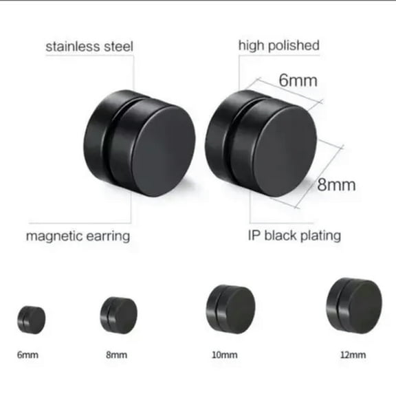 GKNET Stainless Steel Black Magnetic Stud Earring Unisex Fashion Delicate Jewelry Men, Punk-10mm