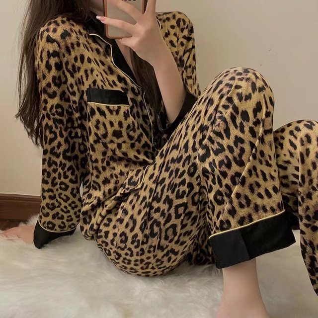 Pijama de mujer otoño e invierno cárdigan ins dulce simple estudiante oso lindo dibujos animados primavera ropa de casa traje