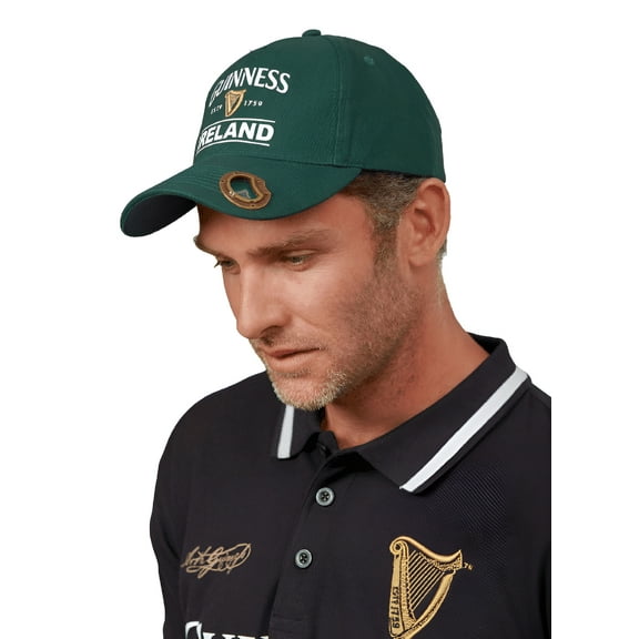 Baseball Cap with Bottle Opener Fitted Snap Bottle Green Color by Guinness for Men 100% Cotton