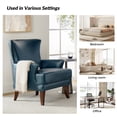 thumbnail image 6 of Leather Upholstered Sofa Armchair, Tina's Home  Accent Chair Wood Leg Living Room Bedroom Green Turquoise, 6 of 8