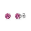 Gem Stone King Brass Silver Plated Brass Earrings Pink Round Moissanite (1.60 Cttw)
